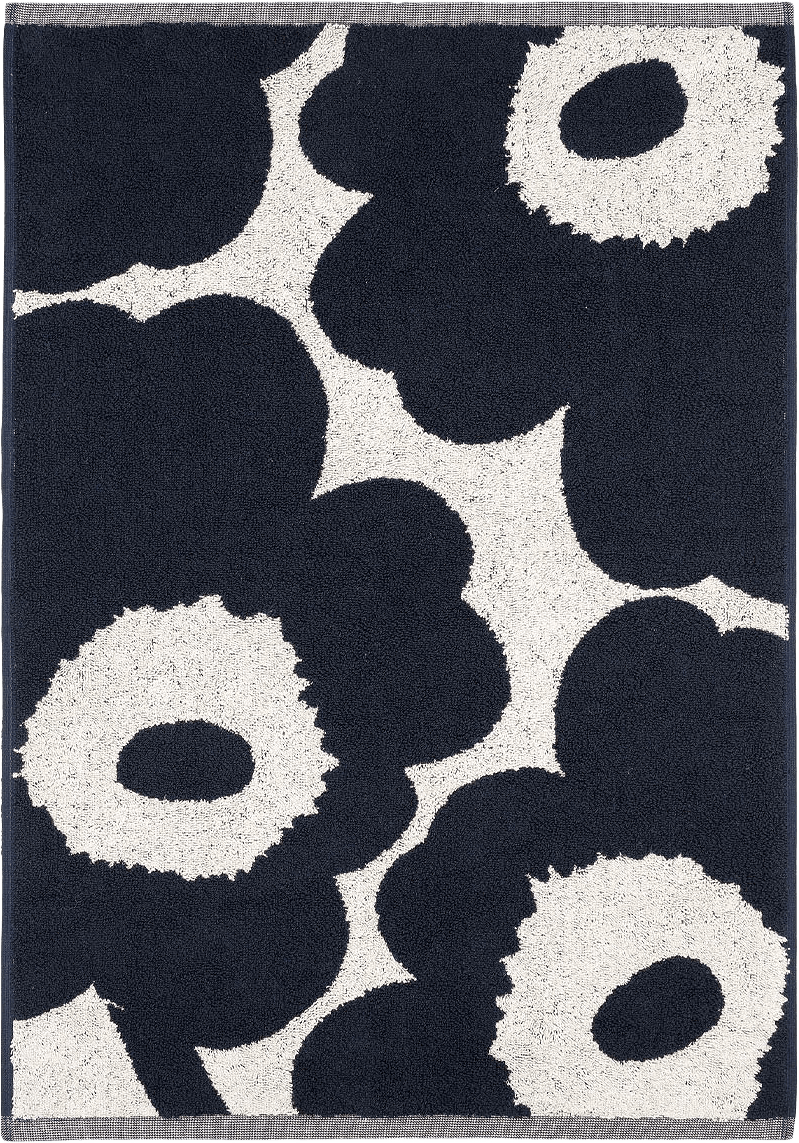 Unikko Handduk 50x70 cm, från Marimekko, i färgen Off White, Blueberry.