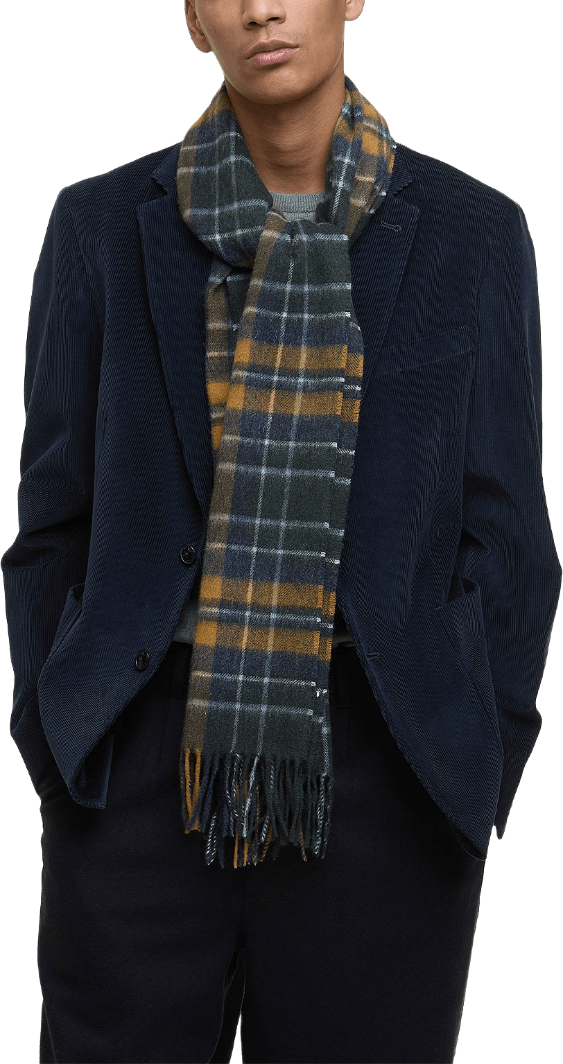 Barbour New Check Tartan Scarf, från Barbour, i färgen Forest/Bronze Brown.