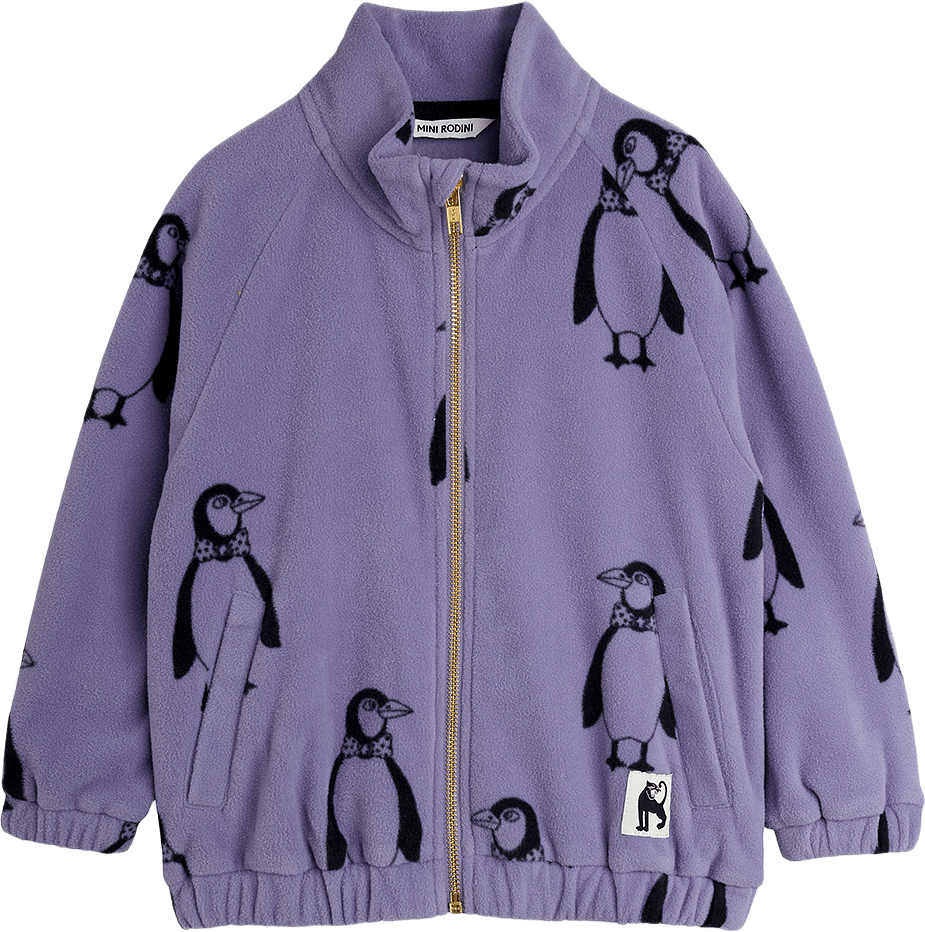 Penguin fleece jacket, från Mini Rodini, i färgen Purple.