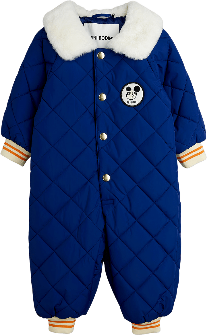 Ritzratz quilted baby overall, från Mini Rodini, i färgen Blue.