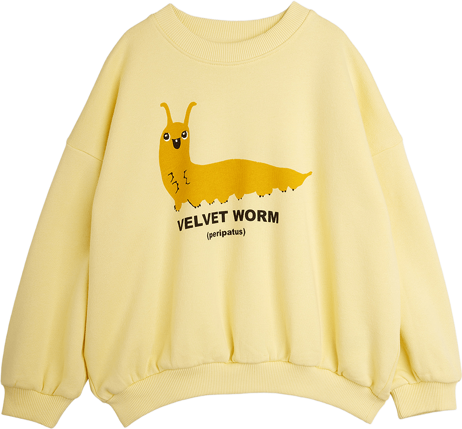 Velvet worm sweatshirt, från Mini Rodini, i färgen Yellow.
