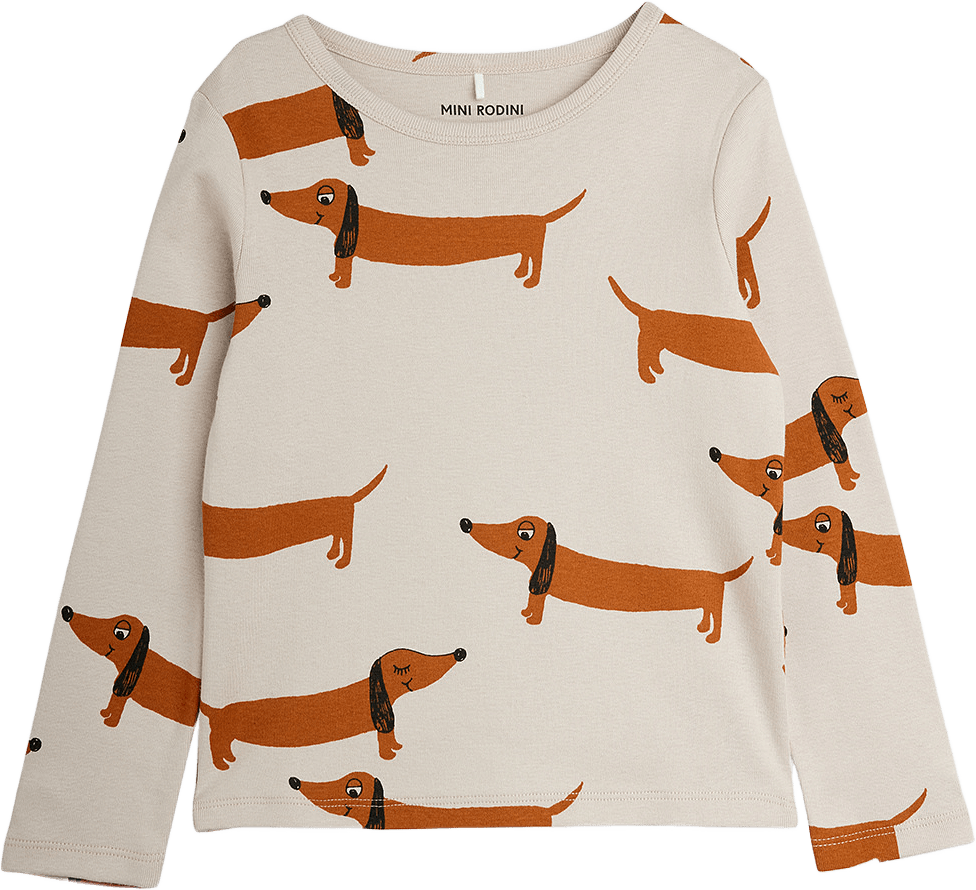 Dog print långärmad t-shirt, från Mini Rodini, i färgen Grey.