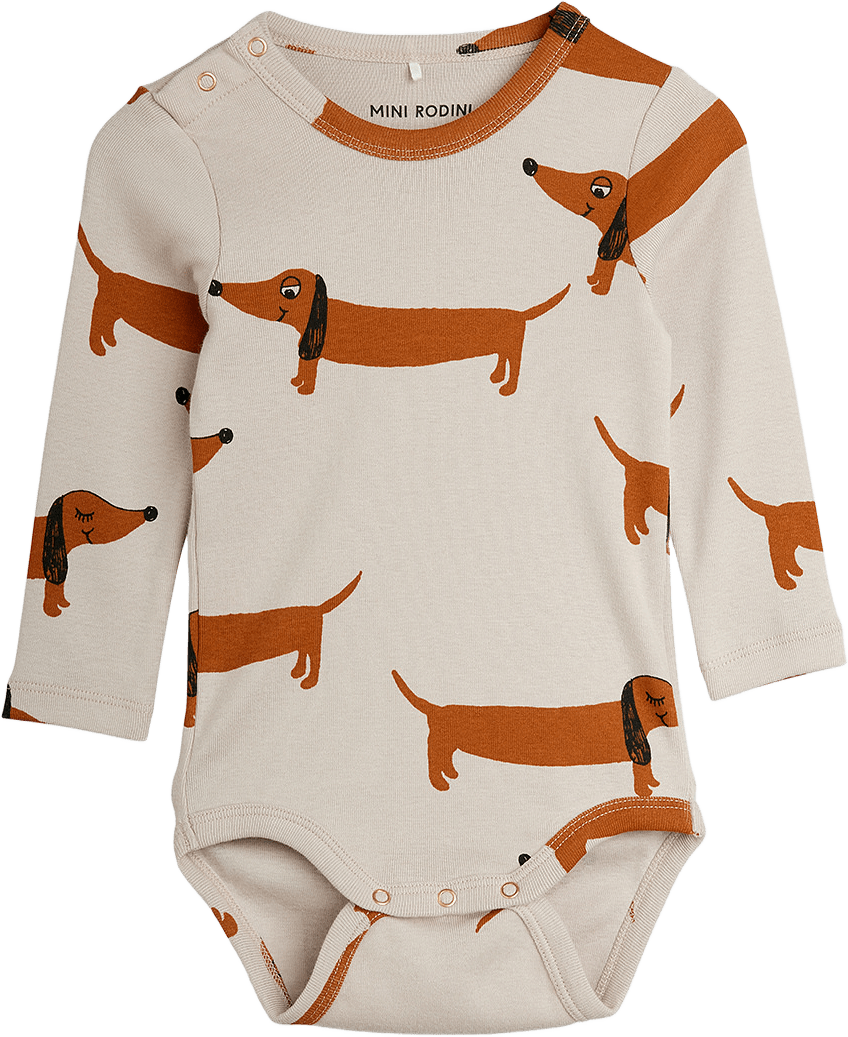 Långärmad body med Dogs print, från Mini Rodini, i färgen Grey.