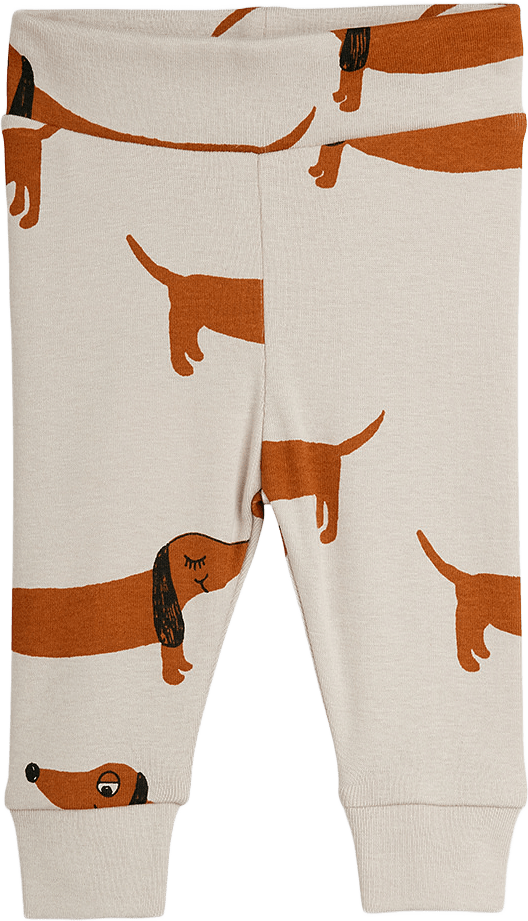 Dogs print leggings för nyfödda, från Mini Rodini, i färgen Grey.