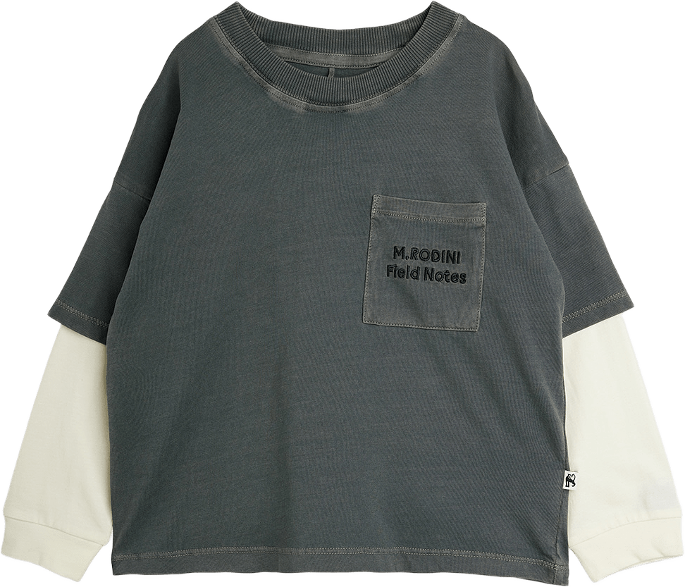 Field Notes Broderad Långärmad T-shirt, från Mini Rodini, i färgen Grey.