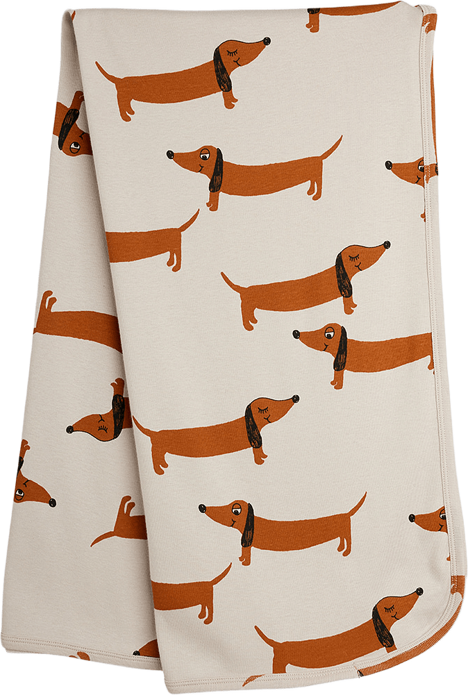 Dogs print filt, från Mini Rodini, i färgen Grey.