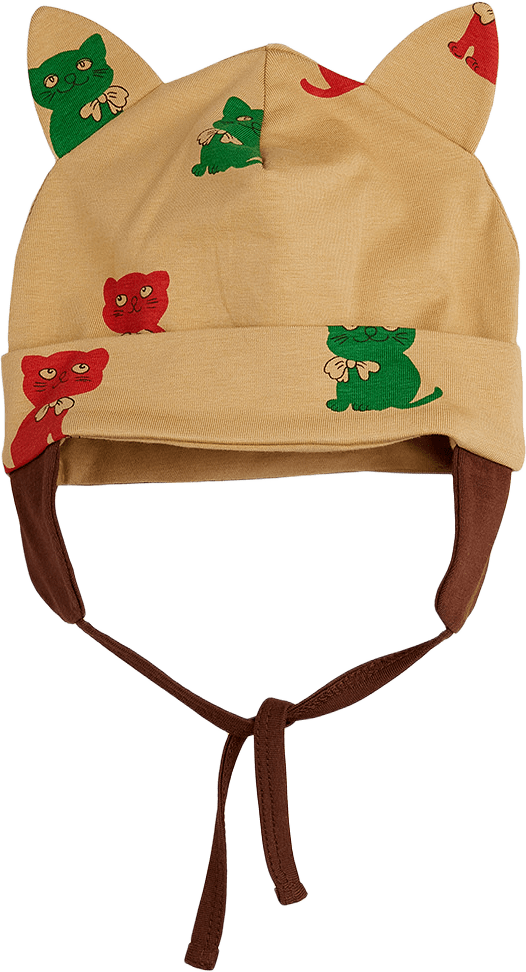 Kittens cat ear baby hat, från Mini Rodini, i färgen Beige.