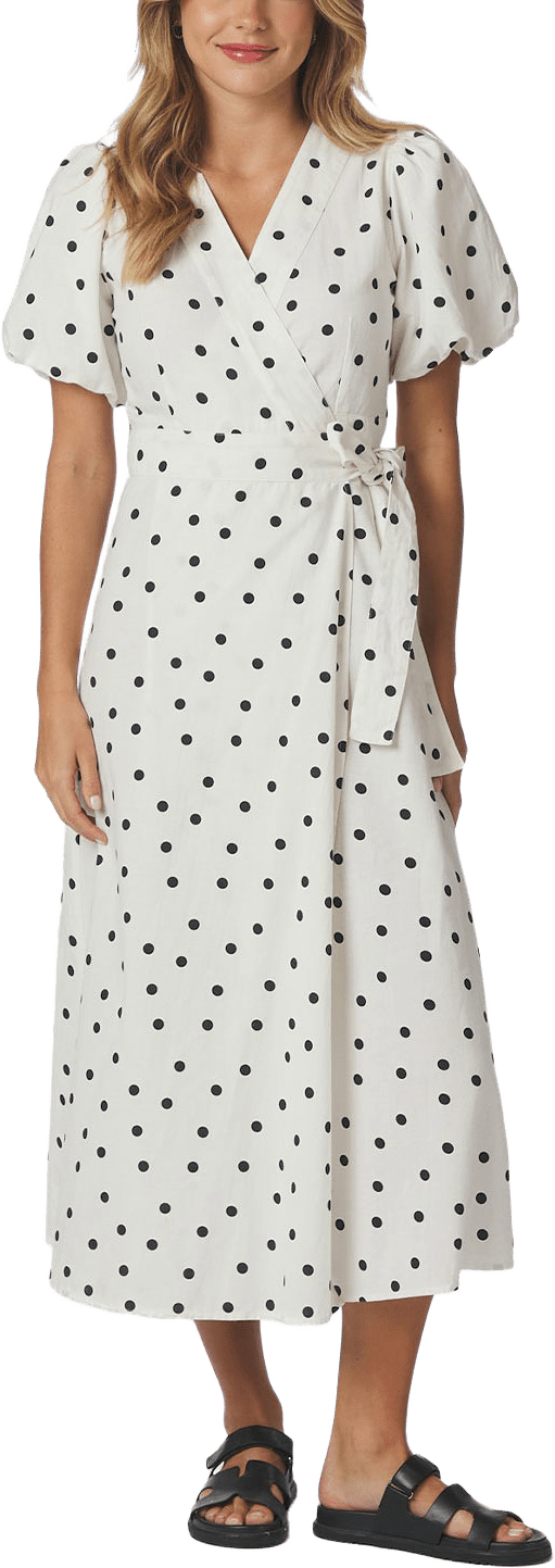 Clarine Linen Dot Dress, från Neo Noir, i färgen White.