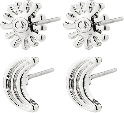 MISHA earrings, 2-in-1 set, silver-plated, från Pilgrim, i färgen Silver Plated.