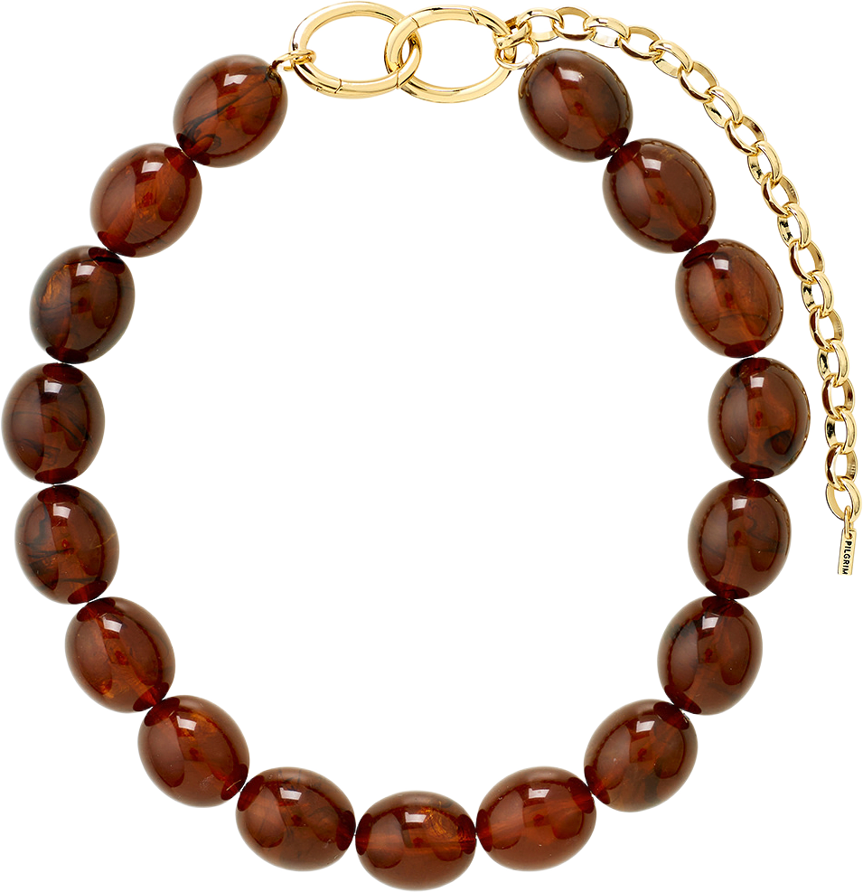STILL necklace gold-plated/brown, från Pilgrim, i färgen Gold Plated.