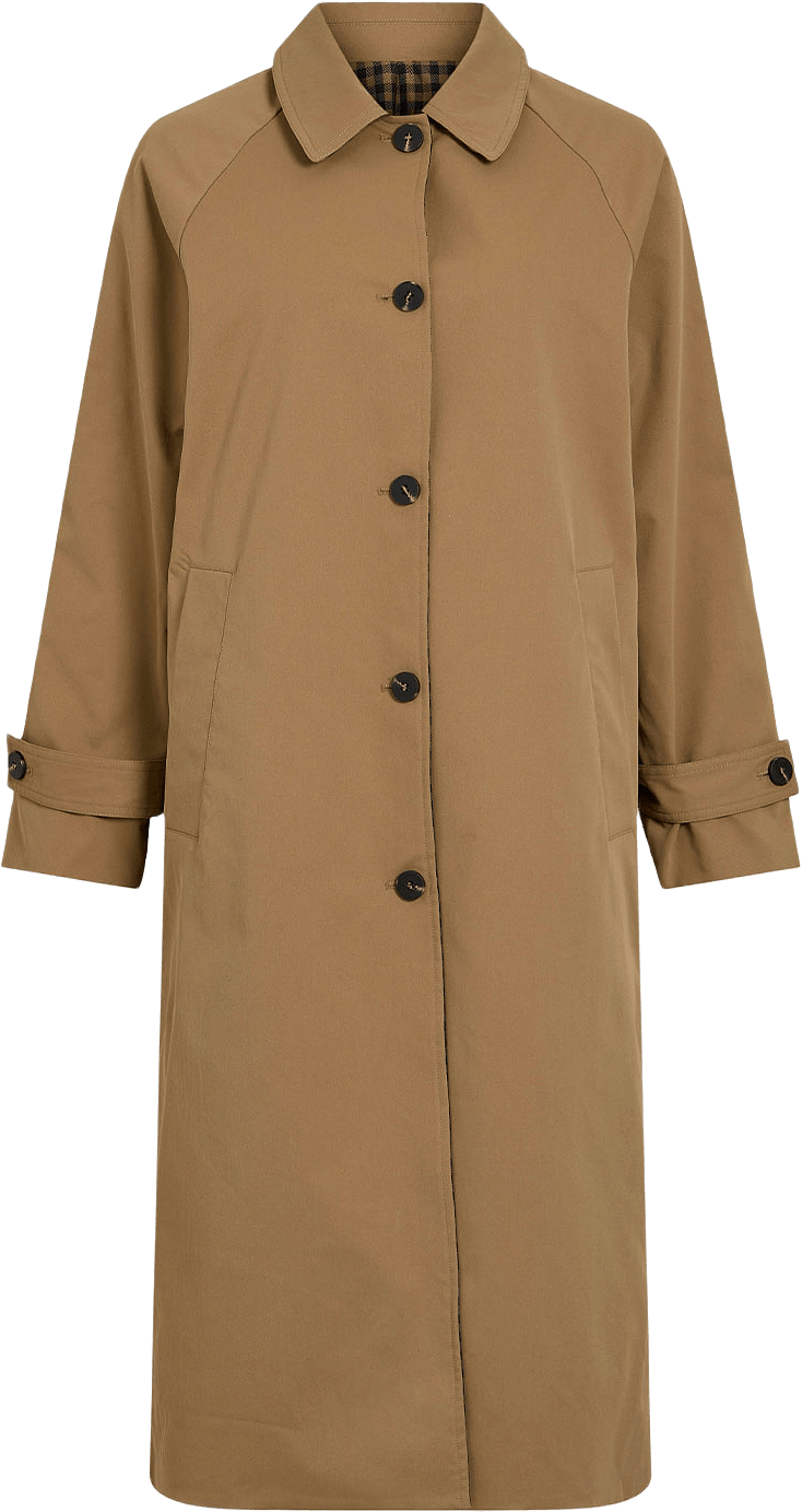 Vitenela Trenchcoat, från Vila, i färgen Ermine Coffee Bean/Navy Blazer.