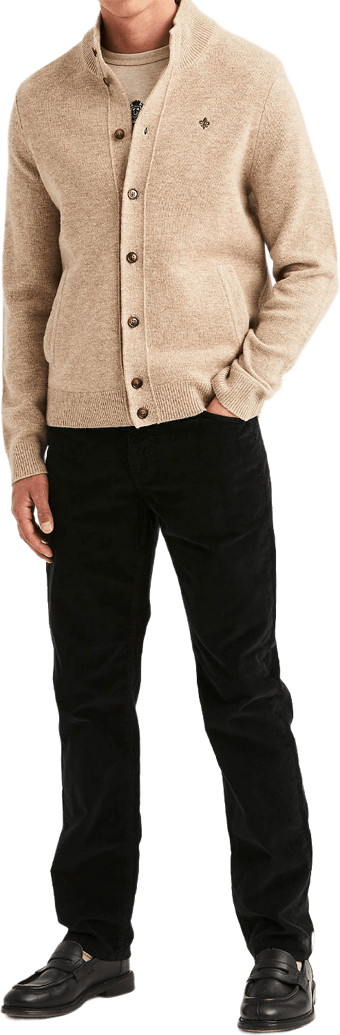 Hertford Button Cardigan, från Morris, i färgen Khaki.