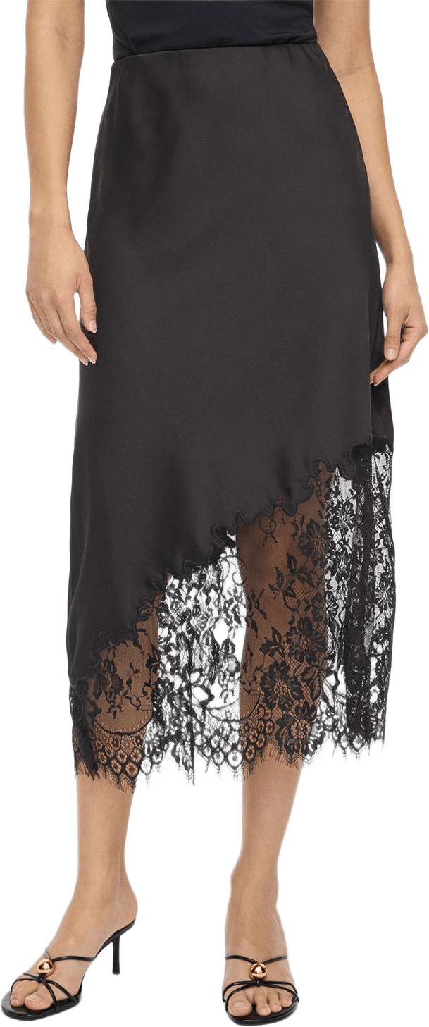 Vilara Midi Lace Skirt, från Vila, i färgen Black Beauty Black Lace.