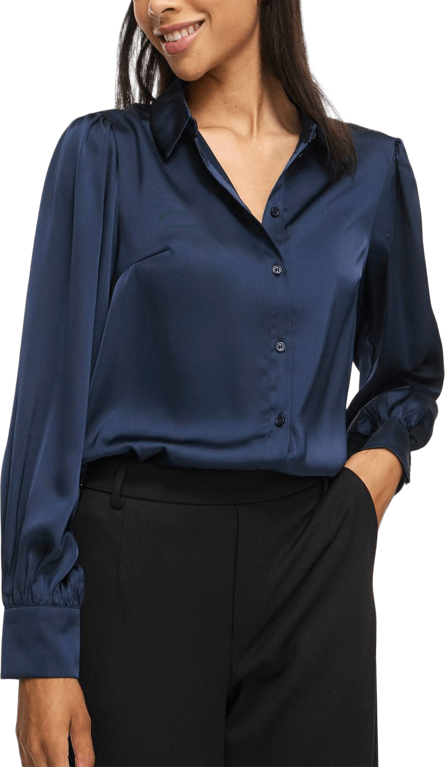 Vienna Ravenna Balloon Shirt, från Vila, i färgen Navy Blazer.