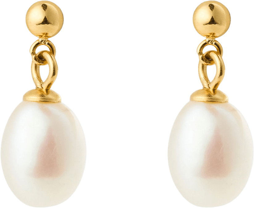Aura Pearl Gold Earring, från Mockberg, i färgen Gold.