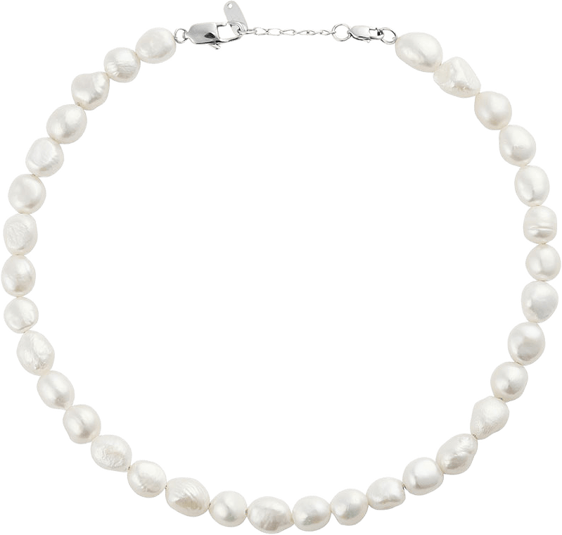 Aura Pearl Steel Necklace, från Mockberg, i färgen Steel.