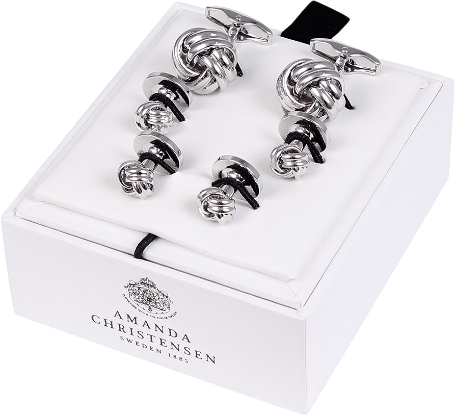Manschettknappar & Skjortknappar Set, från Amanda Christensen, i färgen Silver.