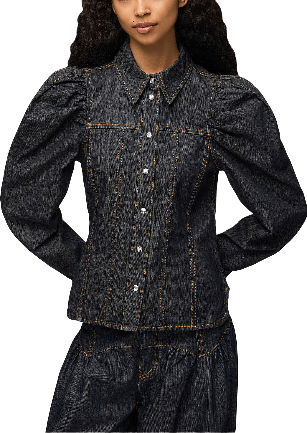 Slub Denim shirt, från GANNI, i färgen Rinse.