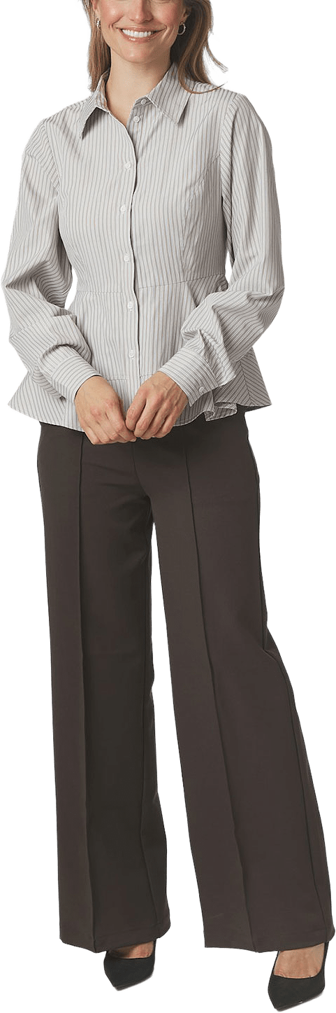 Samira Stripe Shirt, från Neo Noir, i färgen Taupe Stripe.