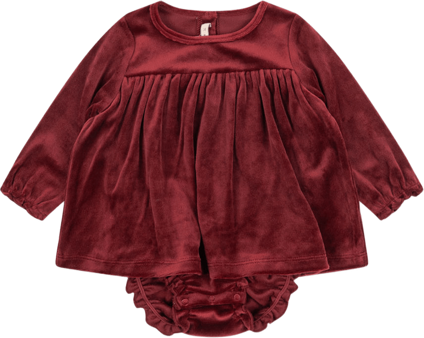 Jingle Romper Dress Grs, från Konges Sløjd, i färgen Red Dahlia.