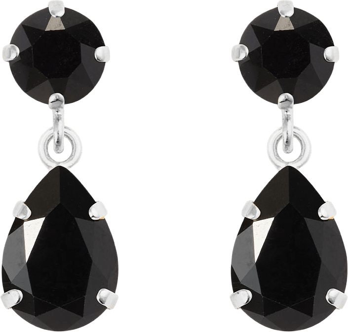 Mini Drop Earrings, från Caroline Svedbom, i färgen Jet - Rhodium.