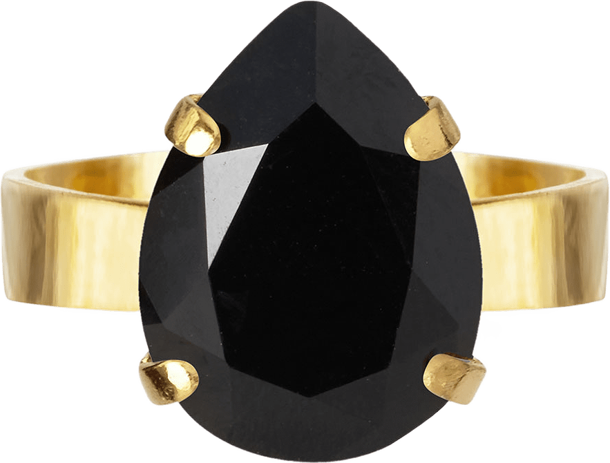 Mini Drop Ring, från Caroline Svedbom, i färgen Jet - Gold.