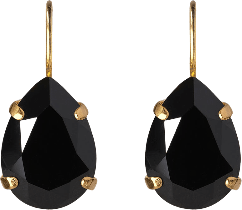 Mini Drop Earrings, från Caroline Svedbom, i färgen Jet - Gold.
