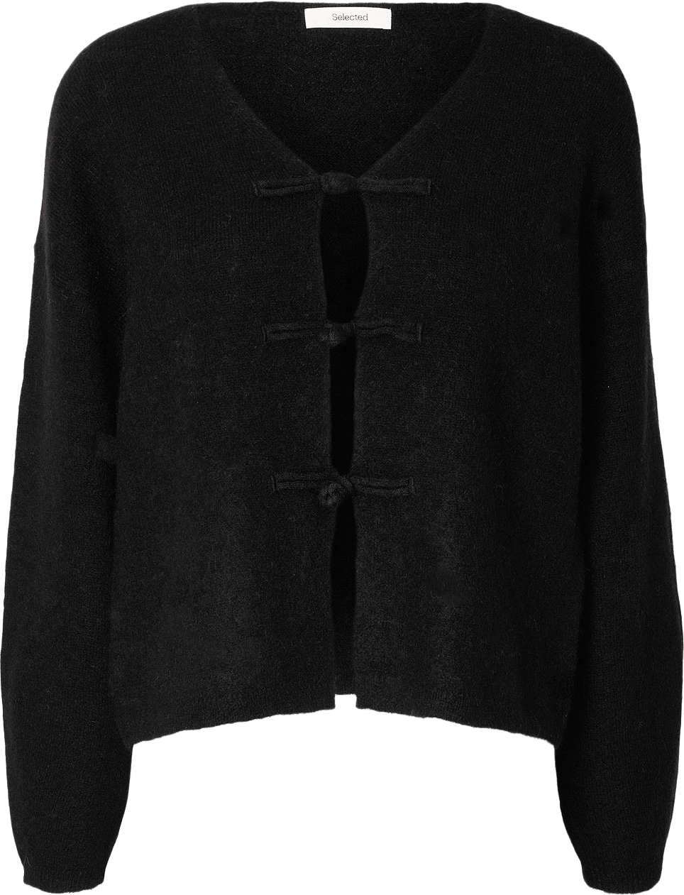 Lulu Duffle Knit Cardigan, från Selected, i färgen Black.