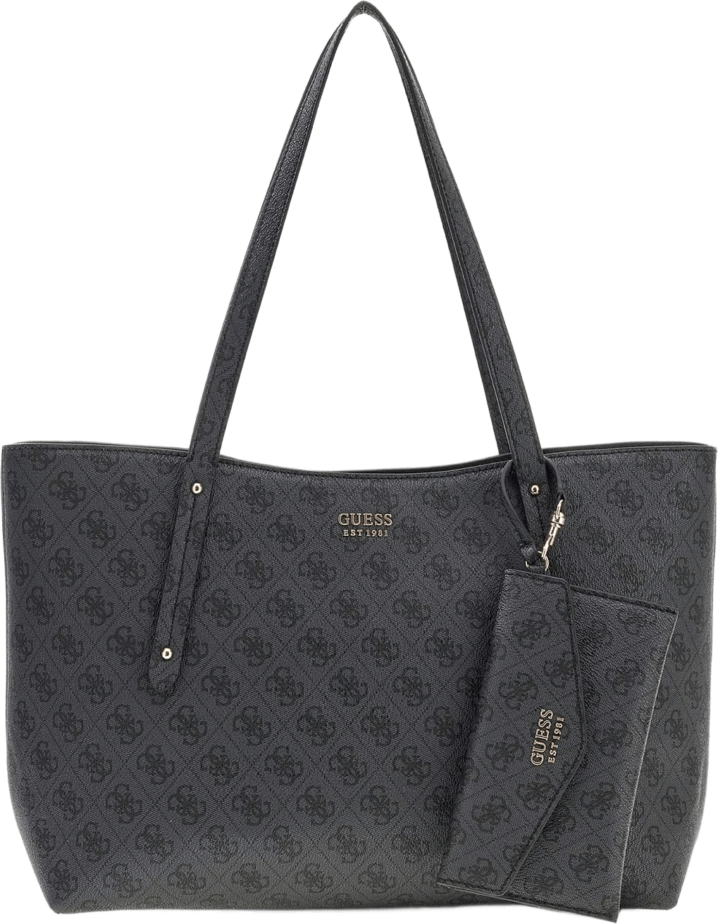 Brenton Top Zip Tote, från Guess, i färgen Coal Logo.
