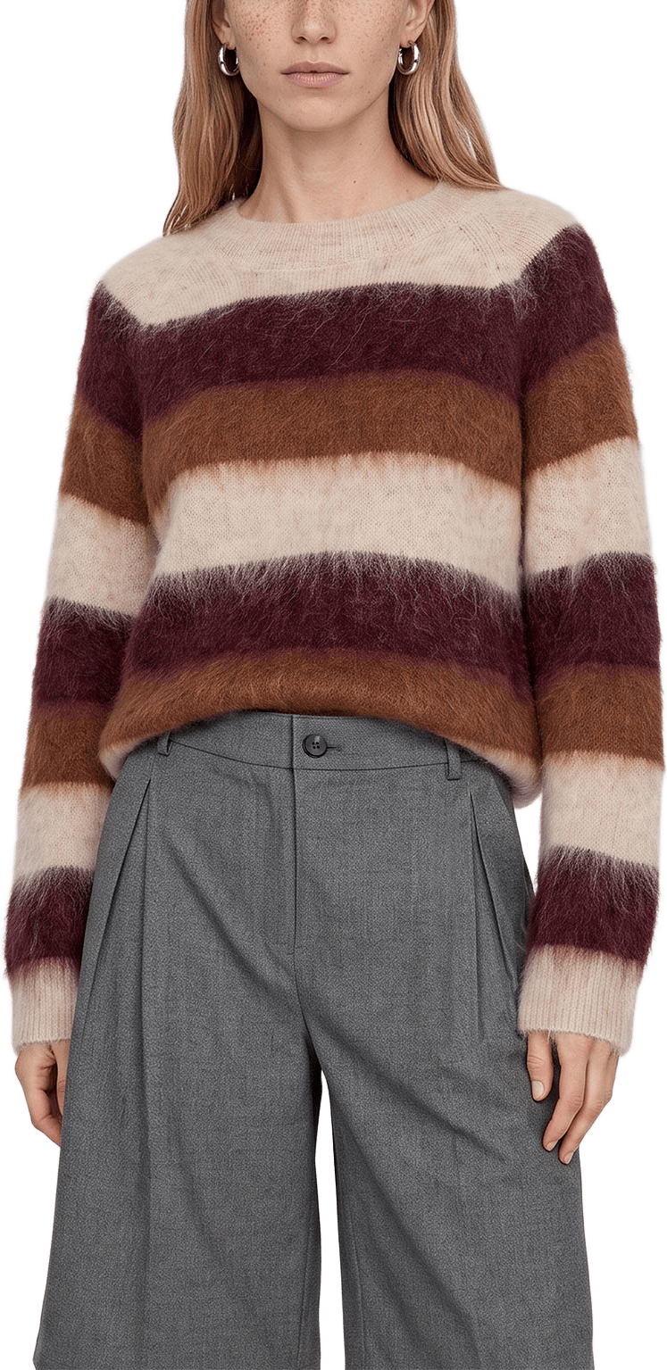 Suvi Stripe Knit, från Mos Mosh, i färgen Russet Brown.