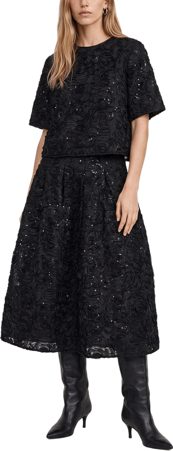 Reya Sequins Skirt, från Mos Mosh, i färgen Black.