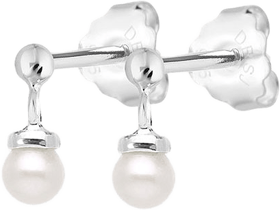 Petite Pearl Single Hanging Studs, från Drakenberg Sjölin, i färgen Silver.