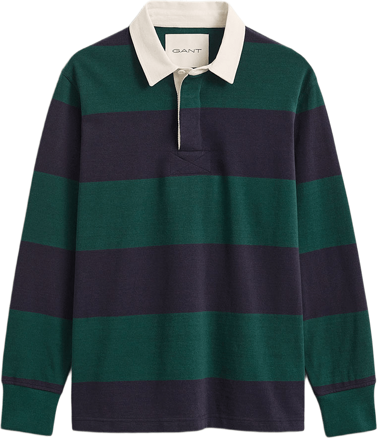 Striped Heavy Rugger, från GANT, i färgen Dark Emerald.