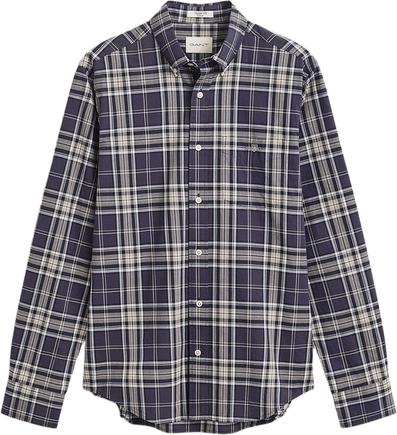 Reg Poplin Check Shirt, från GANT, i färgen Mist Taupe.