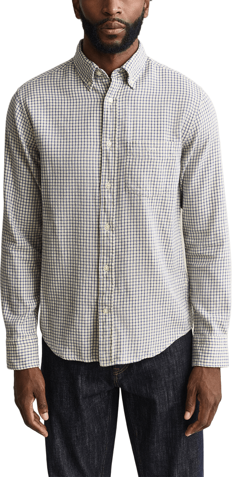 Reg Windblown Flannel Check Shirt, från GANT, i färgen Blue Horizon.