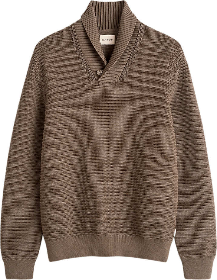 Textured Shawl Collar Sweater, från GANT, i färgen Faded Taupe.
