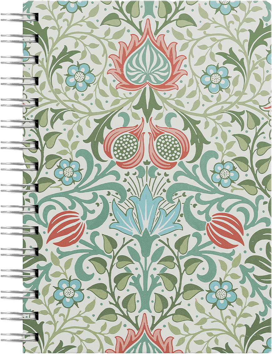 Anteckningsbok A5 Blue & Green Flowers, från Burde, i färgen Flerfärgad.