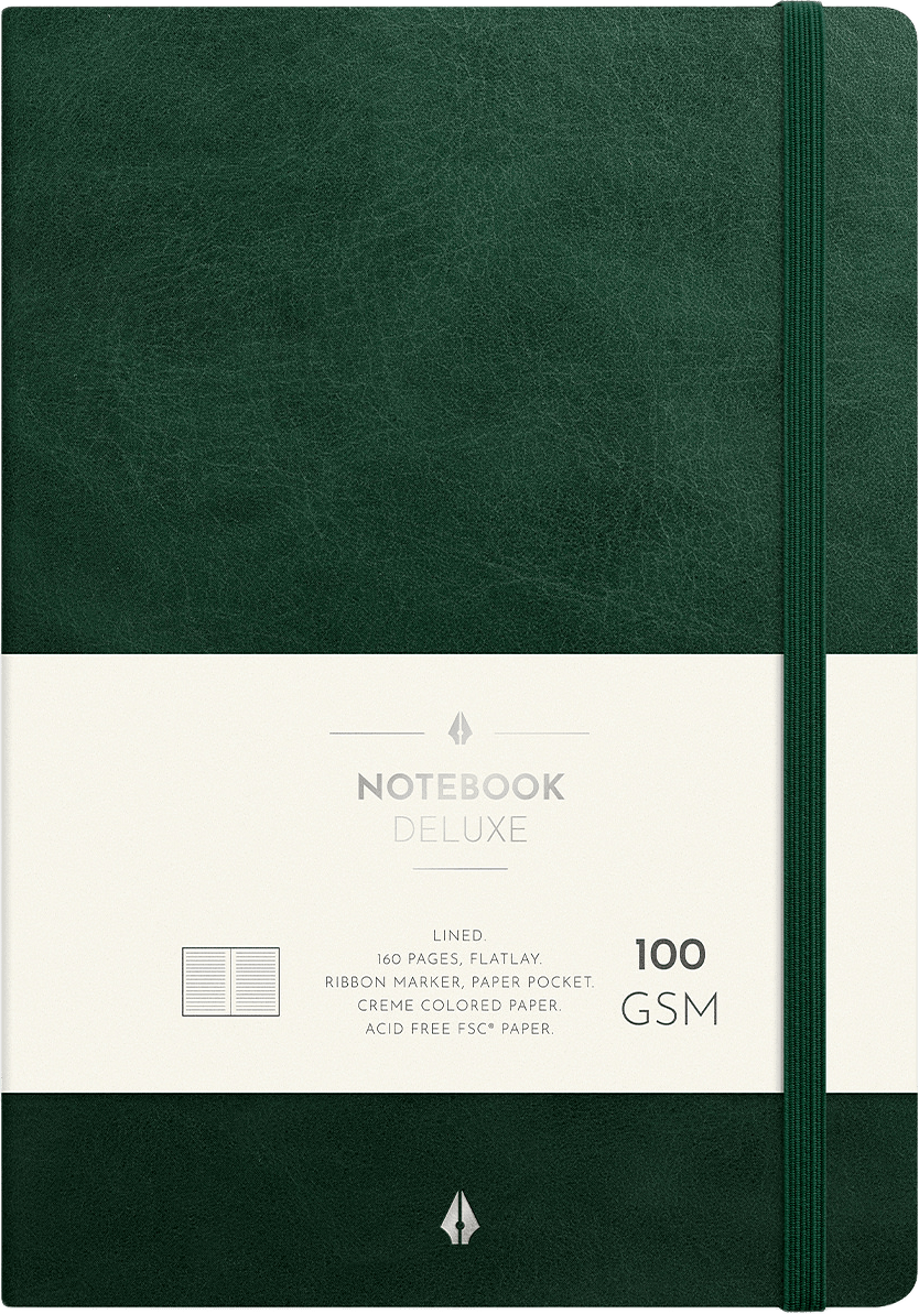 Anteckningsbok A5 Deluxe Dark Green, från Burde, i färgen Grön.
