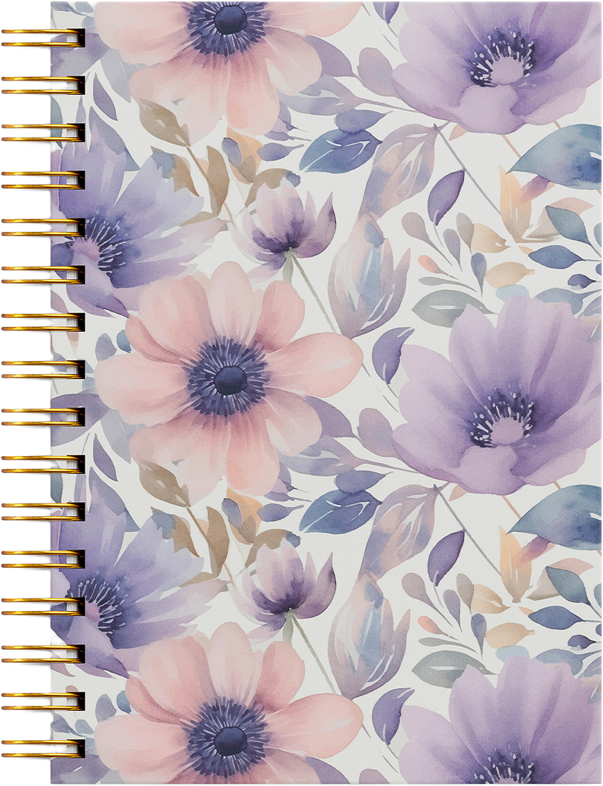 Anteckningsbok A5 Lilac Flowers, från Burde, i färgen Flerfärgad.