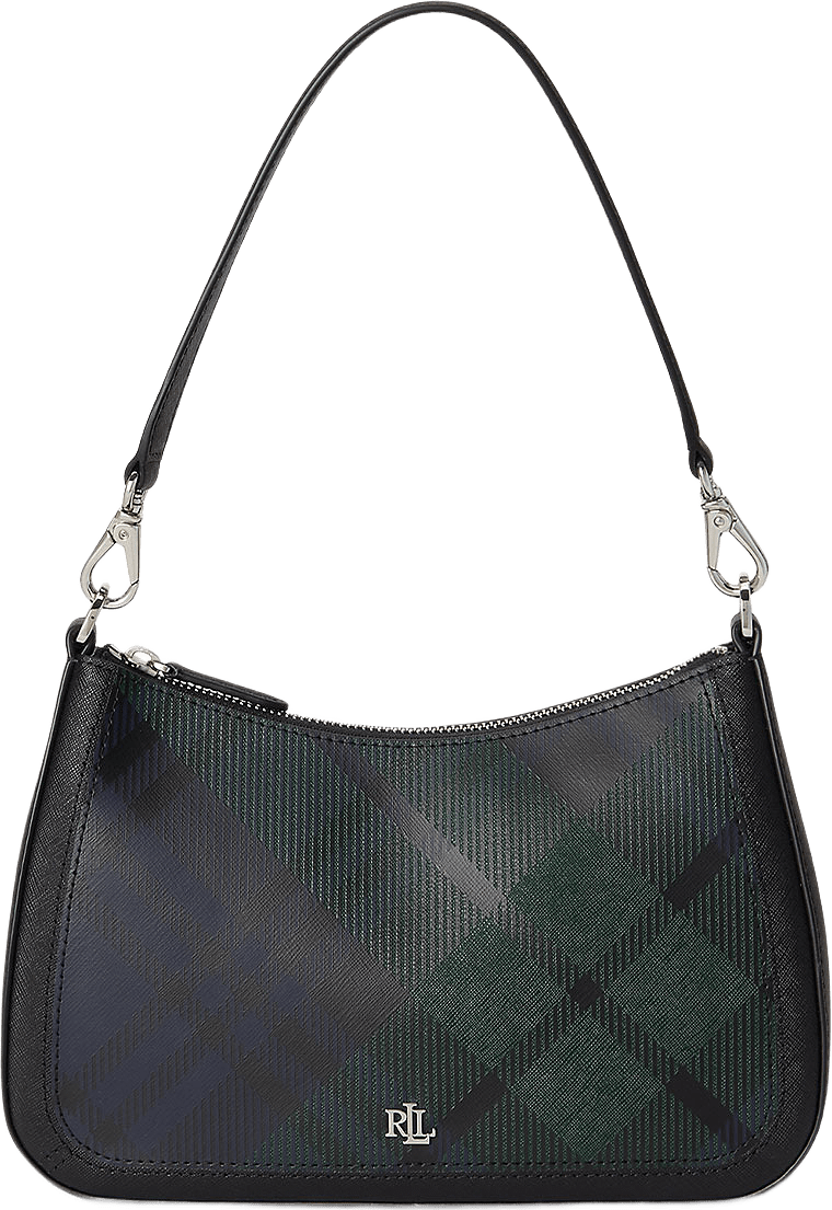 Pinstripe Leather Medium Danni Bag, från Lauren Ralph Lauren, i färgen Black Watch Tartan/Black.