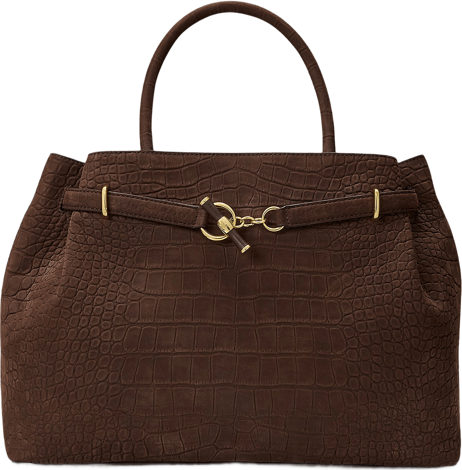 Embossed Nubuck Large Blaike Satchel, från Lauren Ralph Lauren, i färgen Chestnut Brown.