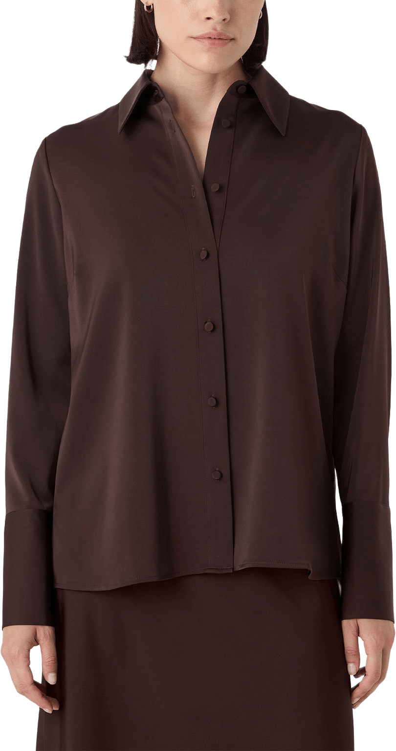 The Leonie Satin Shirt, från Marville Road, i färgen Chocolate.