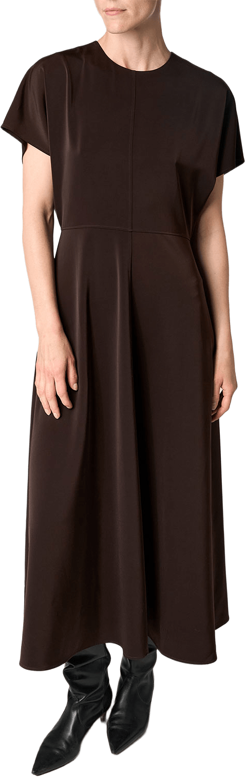 The Rhonda Satin Dress, från Marville Road, i färgen Chocolate.