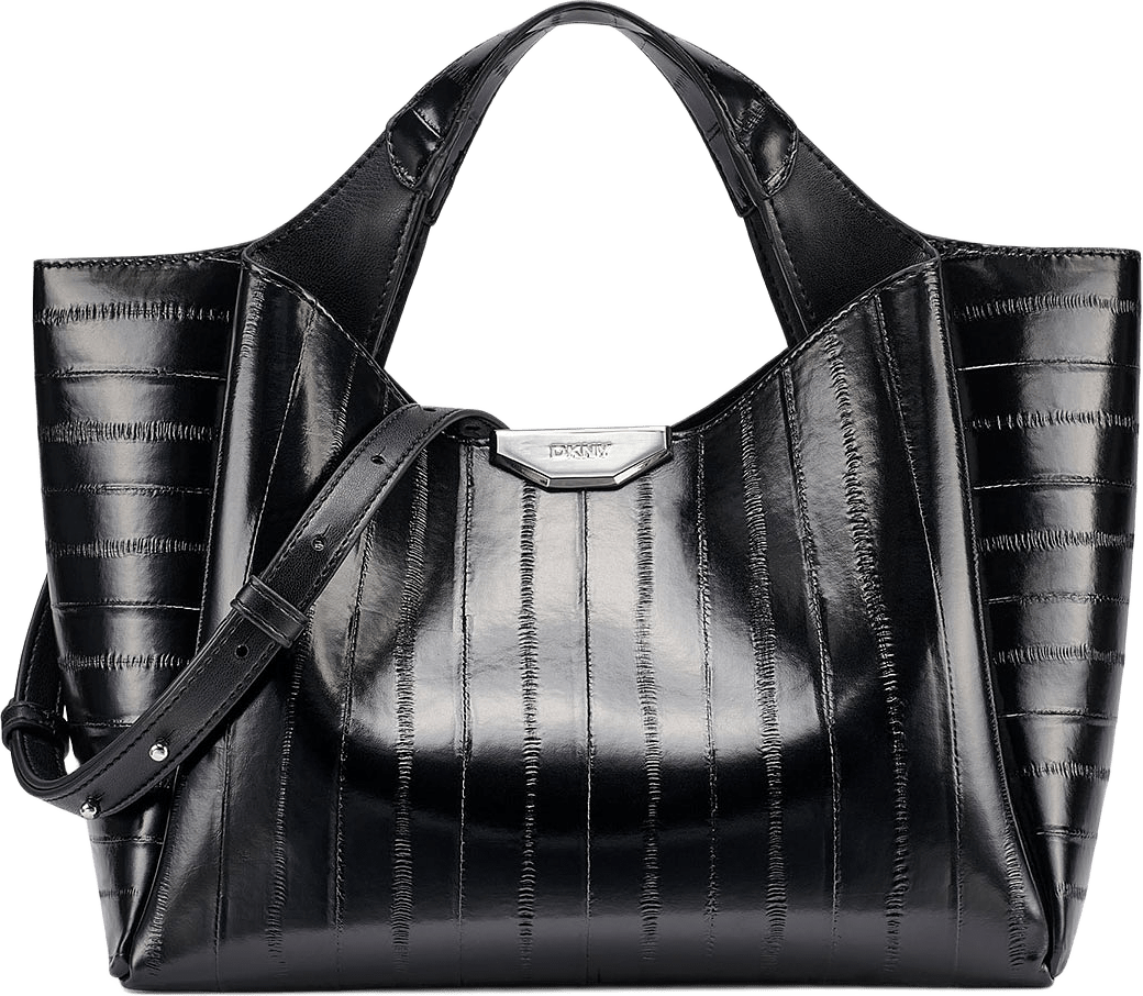 Willa Satchel, från DKNY, i färgen Black/Silver.
