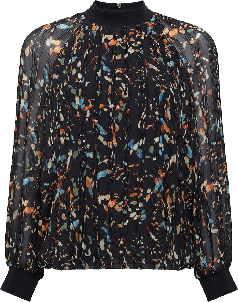 Kylie Abstract Printed Crinkle Top, från French Connection, i färgen Black Multi.
