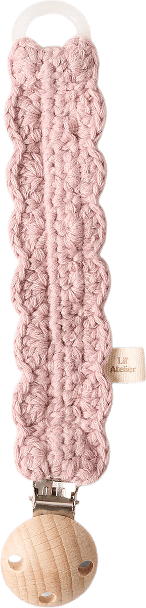 Limo Crochet Pacifier String, från Lil'Atelier, i färgen Adobe Rose.
