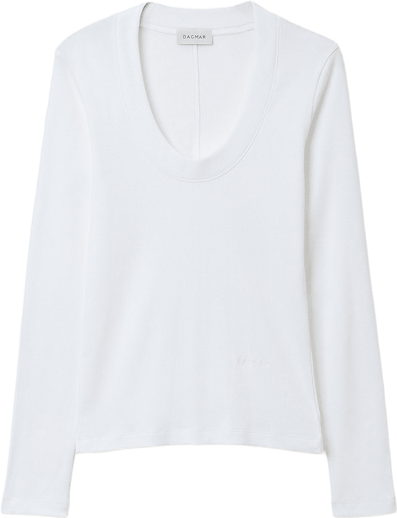 Scoop Jersey Top, från Dagmar, i färgen White.