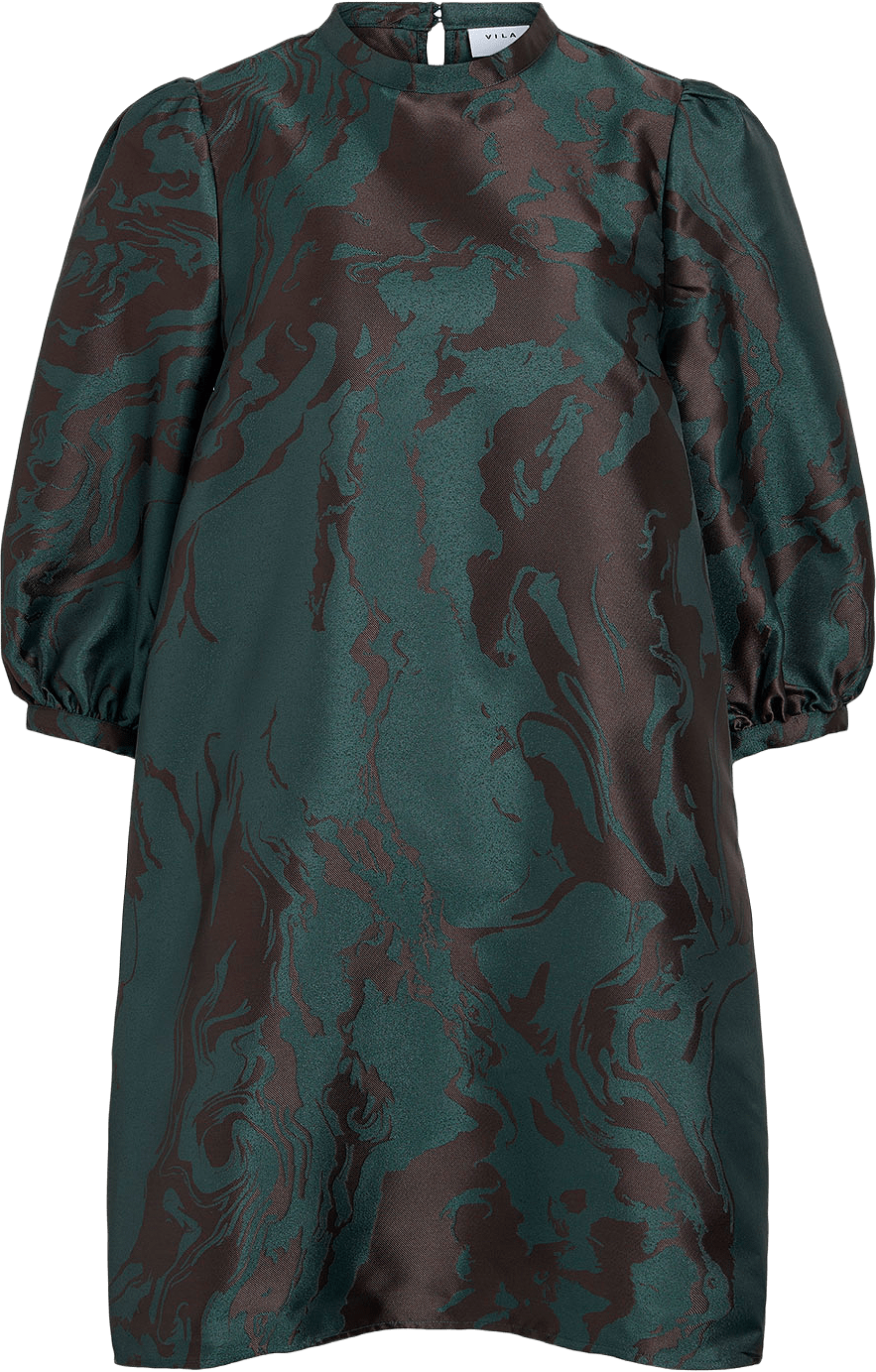 Vilenuna O-Neck Dress, från Vila, i färgen Ponderosa Pine Jaquard.