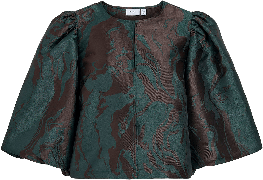 Vilenuna O-Neck Top, från Vila, i färgen Ponderosa Pine Jaquard.
