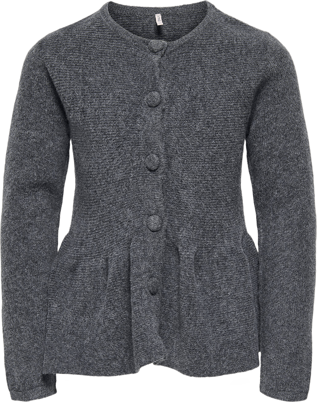 Piruet Peplum Cardigan Knit, från Only, i färgen Dark Grey Melange.